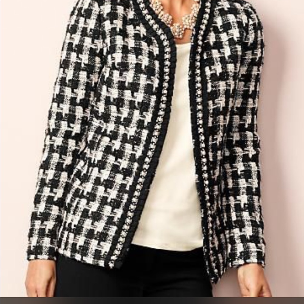 NWOT TALBOTS PEARL-TRIM TWEED JACKET - Picture 2 of 7